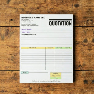 Invoice Form / Sales Receipt   Business Quotation Notepad