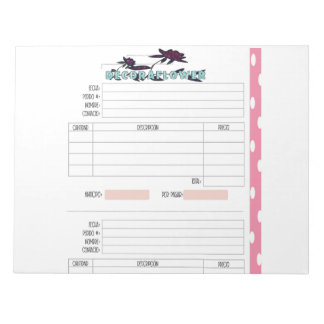 invoice in spanish 11" x 8.5" Notepad - 40 pages