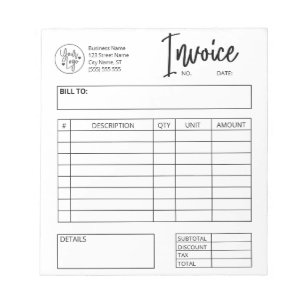 Invoice Order Form Custom Logo Business Notepad