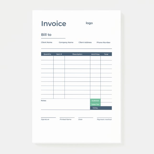 invoice post-it notes (Front)