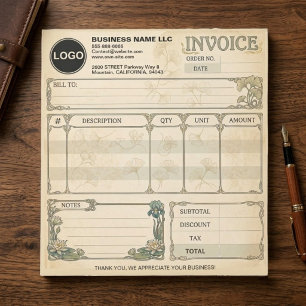 Invoice Sales Receipt Order Forms Kraft Logo Notepad