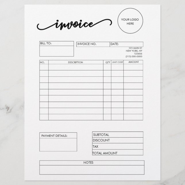 Invoice Small Business Supplies Letterhead (Front)