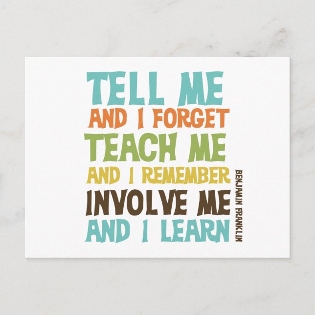 Involve Me Inspirational Quote Postcard (Front)