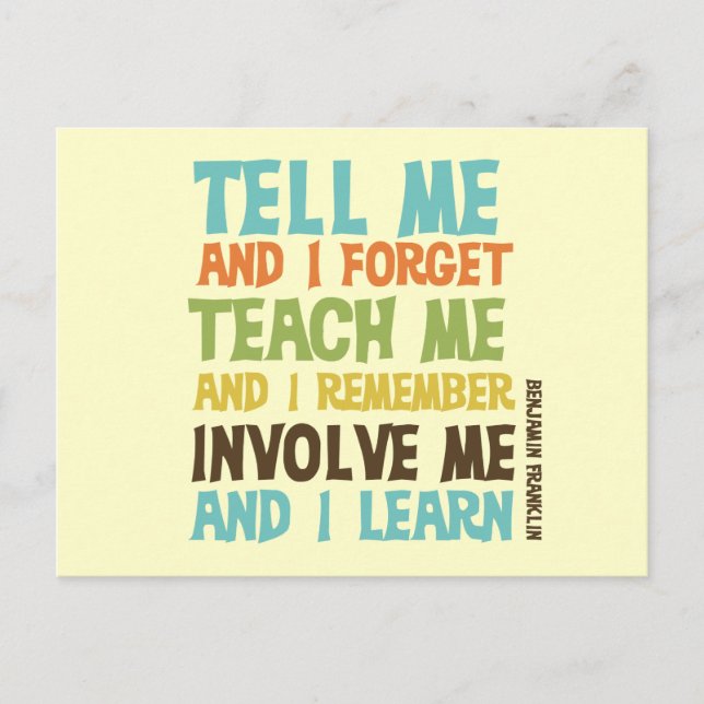 Involve Me Inspirational Quote Postcard (Front)