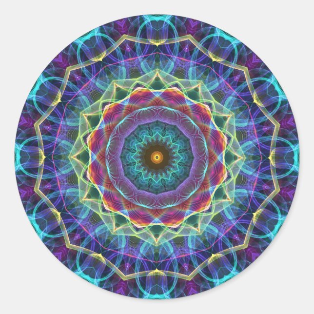Inward Flower  kaleidoscope Classic Round Sticker (Front)