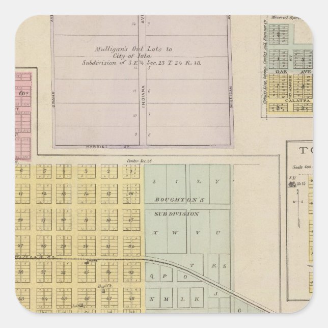 Iola, Torrance, and Kellogg, Kansas Square Sticker (Front)