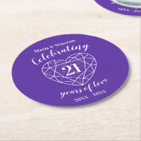 Iolite anniversary 21 years party purple coasters
