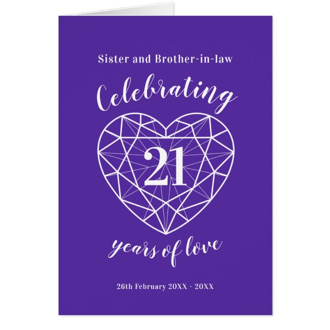 Iolite mariage anniversaire 21 ans de carte d'amou (Devant)