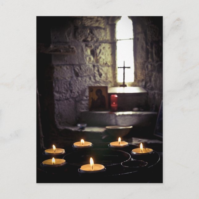 Iona Abbey Candles Postcard (Front)