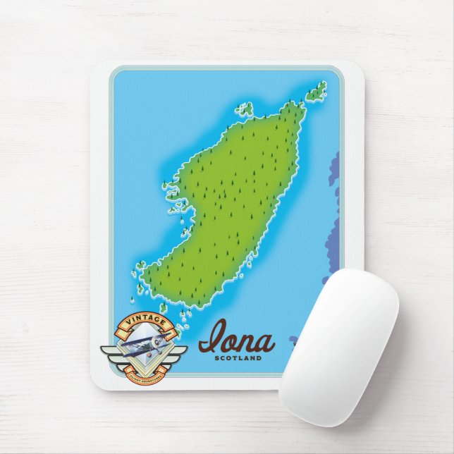 Iona scotland map mouse pad (With Mouse)