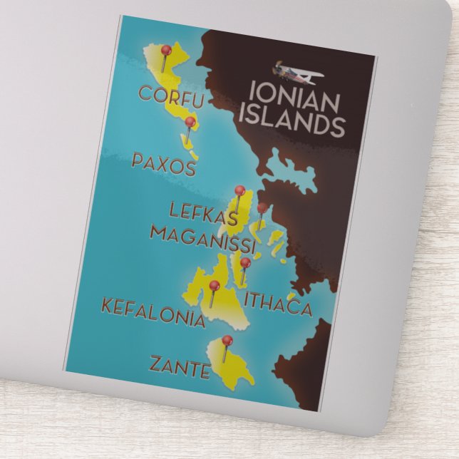 Ionian Islands map poster. (Detail)