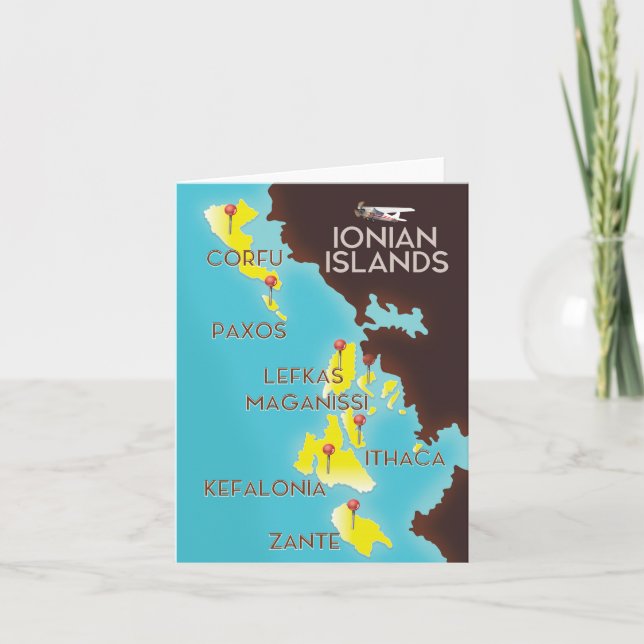 Ionian Islands map poster. Holiday Card (Front)