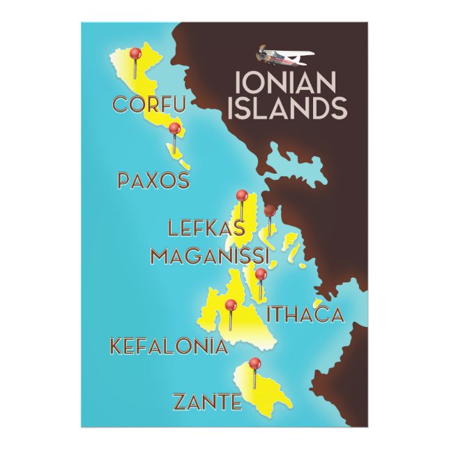 Ionian Islands map poster. Photo Print (Front)