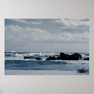 Ionian sea agitated with foamy waves that collide  poster