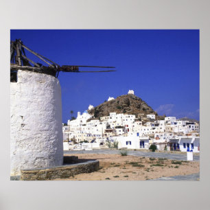 Ios, Greece. The beautful and crisp, white and Poster