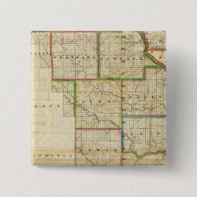 Iowa 2 Inch Square Button (Front)
