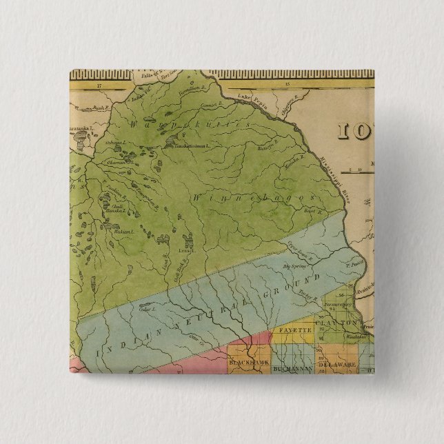 Iowa 4 2 inch square button (Front)