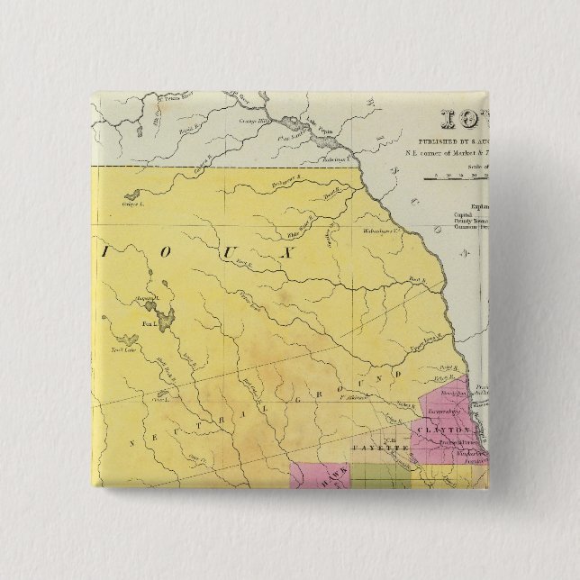 Iowa 7 2 inch square button (Front)
