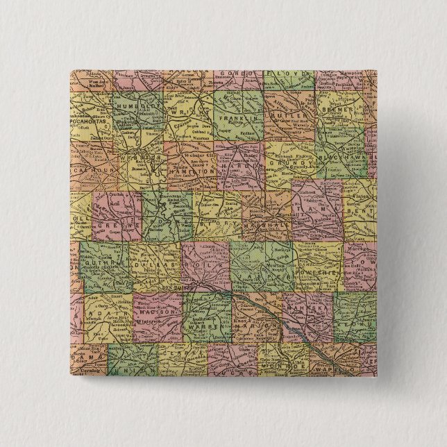 Iowa 8 2 inch square button (Front)