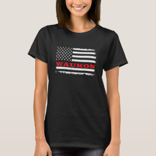 Iowa American Flag Waukon Usa Patriotic Souvenir T-Shirt