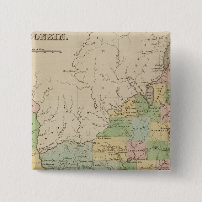 Iowa and Wisconsin 2 Inch Square Button (Front)