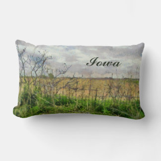 Iowa Beautiful Rural Landscape With Old Fence Lumbar Pillow