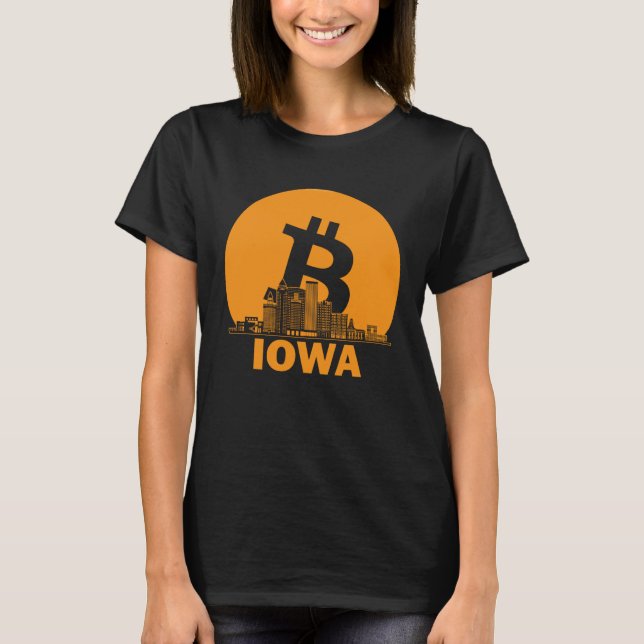 Iowa Bitcoin Maximalist  Bitcoin Iowa Skyline T-Shirt (Front)