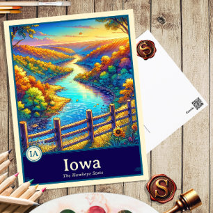 Iowa Carte postale de style anime à ombres celul