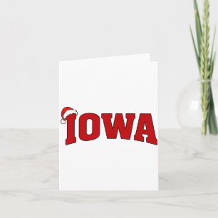 Iowa Christmas Santa Hat Retro Throwback Souvenir Card