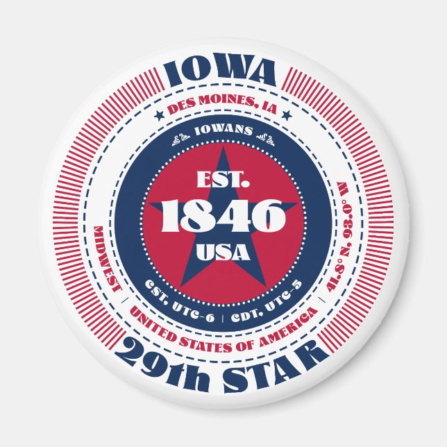 Iowa Circle Typographie Souvenir Magnet (Devant)