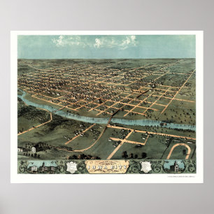 Iowa City, IA Panoramic Map - 1868 Poster