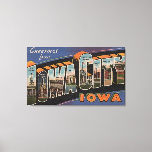 Iowa City, Iowa - Large Letter Scenes Canvas Print (Front)