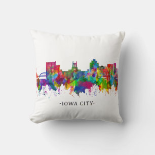 Iowa City Iowa Skyline Throw Pillow