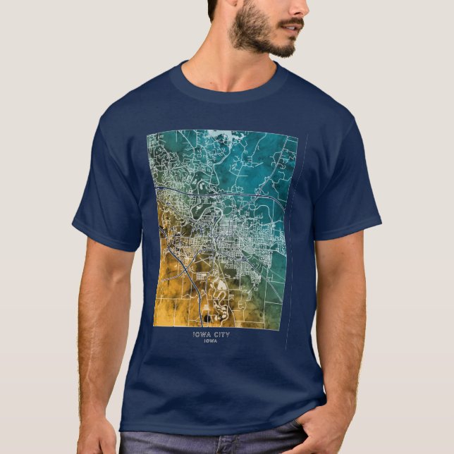 Iowa City Map Oversized 2 T-Shirt (Front)