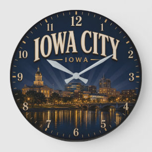Iowa City Midwest College Town Decor Large Clock