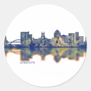 Iowa City Skyline Classic Round Sticker