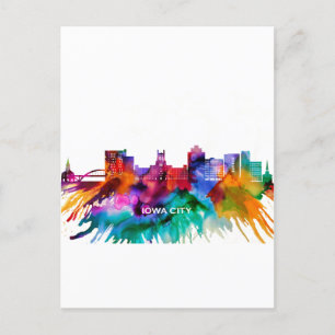 Iowa City Skyline Holiday Postcard