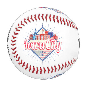 Iowa City United States Retro Skyline Vintage USA Baseball