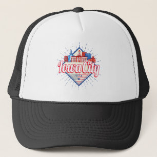Iowa City United States Retro Skyline Vintage USA Trucker Hat