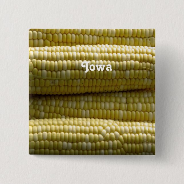 Iowa Corn on the Cob 2 Inch Square Button (Front)