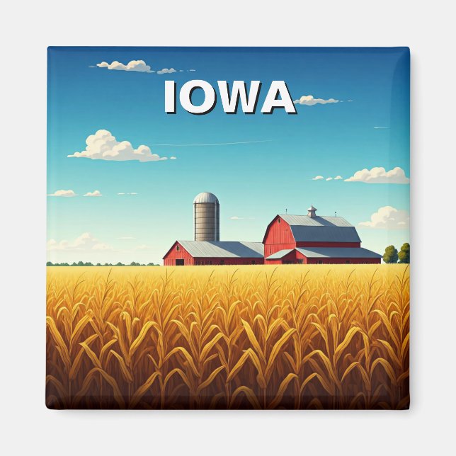 Iowa Cornfield Red Barn Magnet (Front)