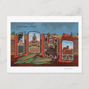 Iowa (Cornfields & Corn) - Large Letter Scenes Postcard