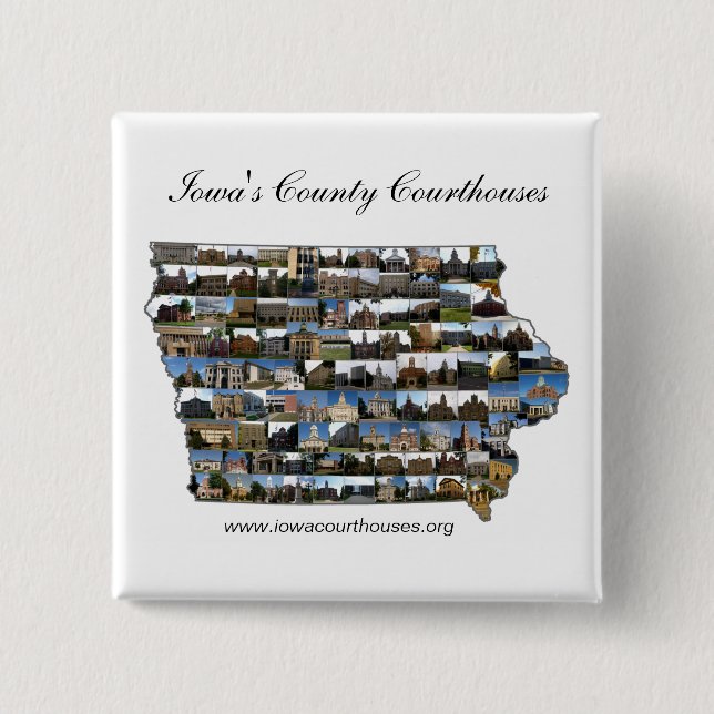 Iowa Courthouses Project 2 Inch Square Button (Front)