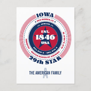 Iowa, Des Moines, IA, Patriotic, Monogram Postcard