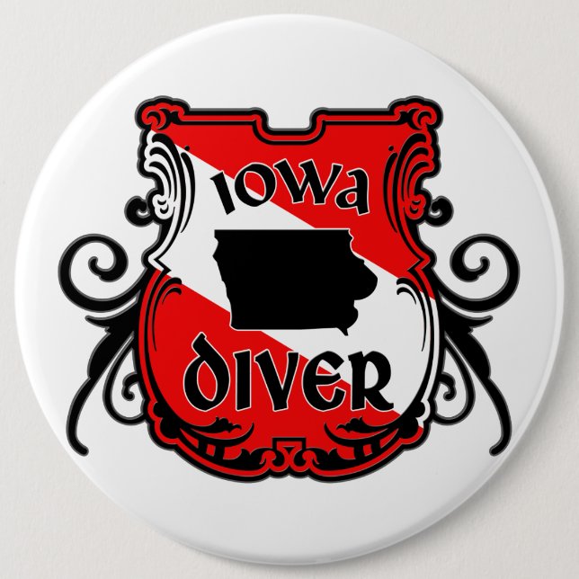 Iowa Diver 6 Inch Round Button (Front)