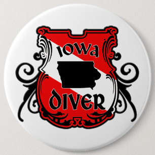 Iowa Diver 6 Inch Round Button