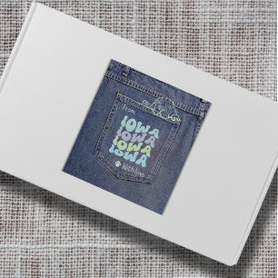 Iowa Dog in Jean Pocket Classic Square Sticker