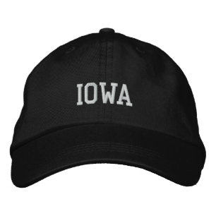 Iowa Embroidered Adjustable Cap Black