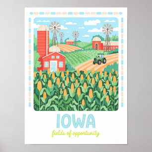 Iowa Fields of Opportunity USA Summer Travel Poster