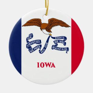 Iowa Flag Ceramic Ornament